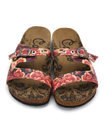 Calceo Pantoletten in Pink/ Dunkelblau