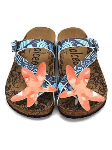 Calceo Teenslippers donkerblauw/lichtblauw/oranje