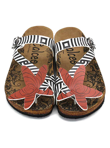 Calceo Teenslippers zwart/wit/lichtbruin