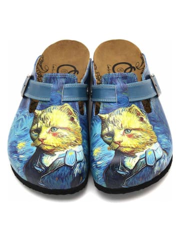 Calceo Clogs blauw/geel