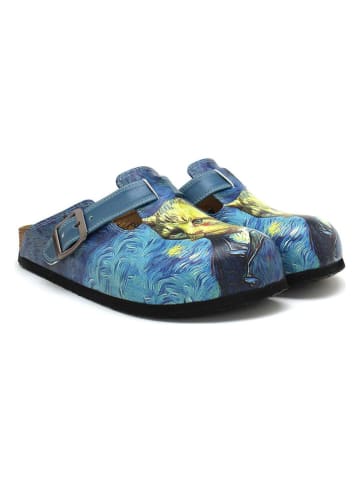 Calceo Clogs in Blau/ Gelb