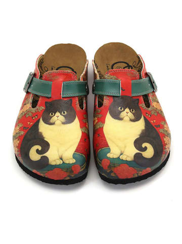 Calceo Clogs in Rot/ Bunt