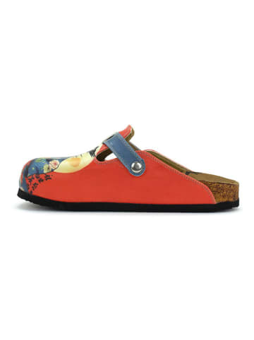 Calceo Clogs in Rot/ Dunkelblau