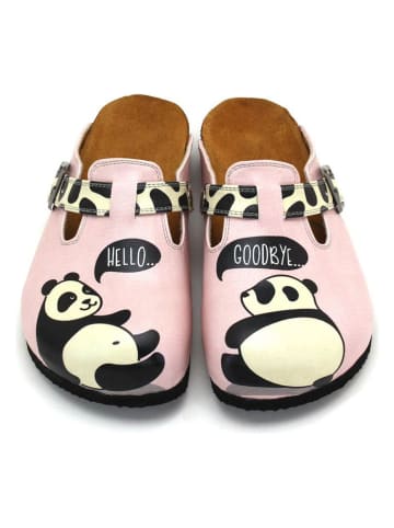 Calceo Clogs in Rosa/ Schwarz/ Weiß