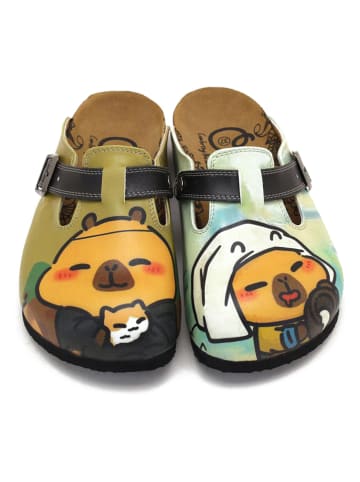 Calceo Clogs kaki/oranje