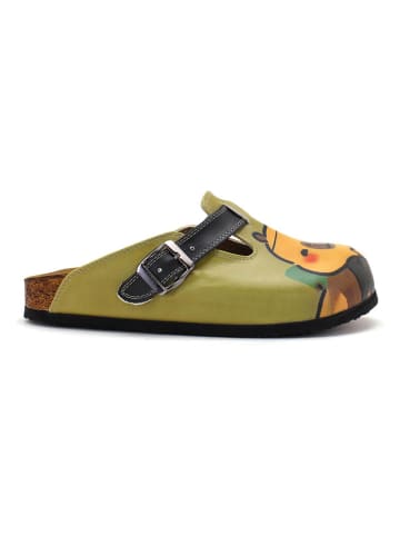 Calceo Clogs in Khaki/ Orange
