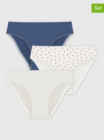 PETIT BATEAU 3er-Set: Slips in Creme/ Blau