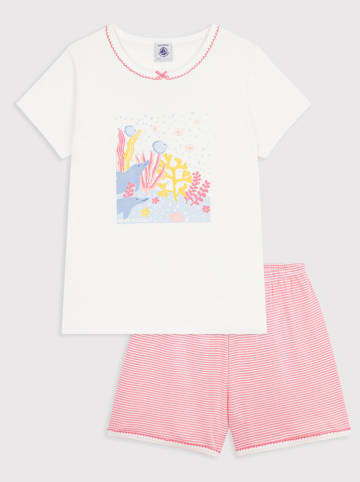 PETIT BATEAU Pyjama in Weiß/ Rosa