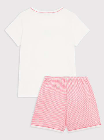 PETIT BATEAU Pyjama in Weiß/ Rosa