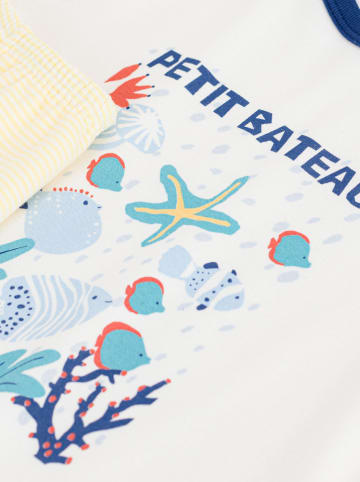 PETIT BATEAU Pyjama in Weiß/ Gelb