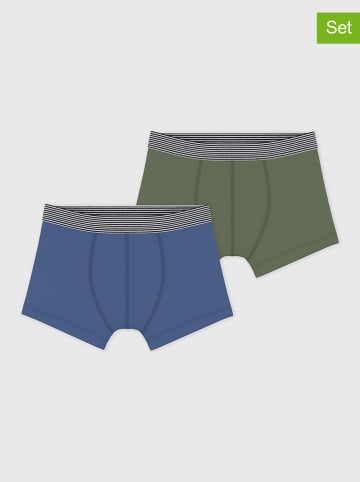 PETIT BATEAU 2-delige set: boxershorts kaki/blauw