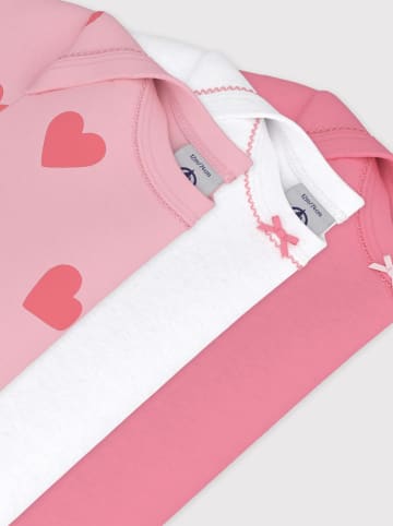 PETIT BATEAU 3er-Set: Bodys in Pink/ Weiß