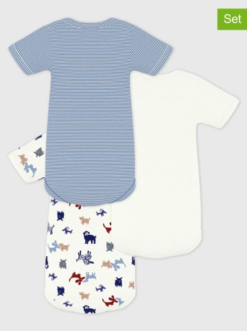 PETIT BATEAU 3er-Set: Bodys in Weiß/ Blau