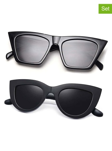 Lucky Bees 2er-Set: Damen-Sonnenbrillen in Schwarz