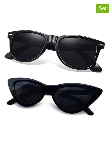Lucky Bees 2er-Set: Damen-Sonnenbrillen in Schwarz