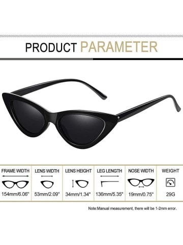 Lucky Bees Damskie okulary przeciwsłoneczne (2 szt.) w kolorze czarnym