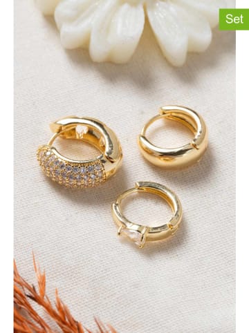 Lodie Silver 3-delige set: vergulde creolen