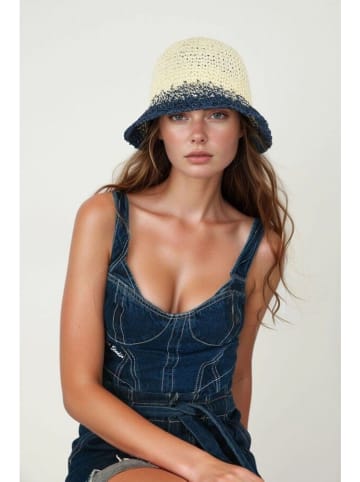 Lucky Bees Sonnenhut in Creme/ Blau