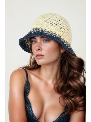 Lucky Bees Sonnenhut in Creme/ Blau