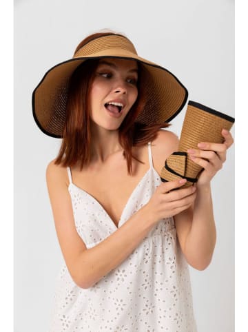 Lucky Bees Sonnenvisier in Beige/ Schwarz