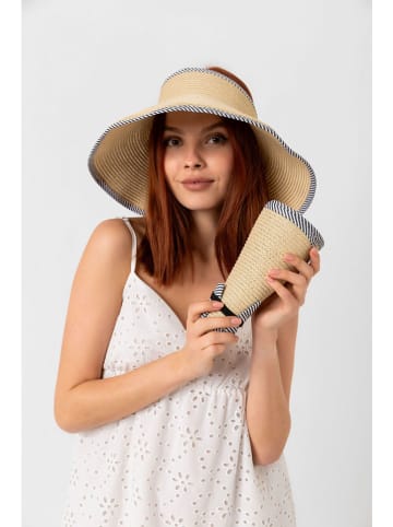 Lucky Bees Sonnenvisier in Creme/ Blau