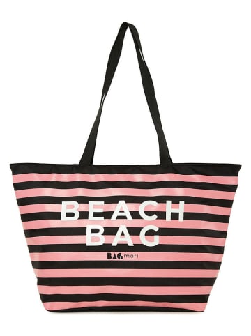Lucky Bees Torba plażowa w kolorze jasnoróżowo-czarnym - 53 x 34 x 18 cm