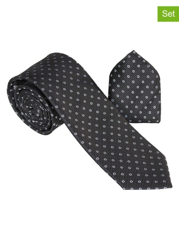 G.O.L.® FINEST COLLECTION 2tlg. Set: Krawatte & Einstecktuch in Weiß/ Schwarz