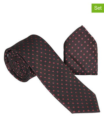 G.O.L.® FINEST COLLECTION 2tlg. Set: Krawatte & Einstecktuch in Schwarz/ Rot