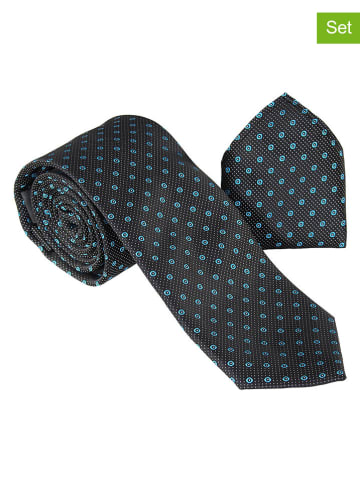 G.O.L.® FINEST COLLECTION 2tlg. Set: Krawatte & Einstecktuch in Schwarz/ Blau
