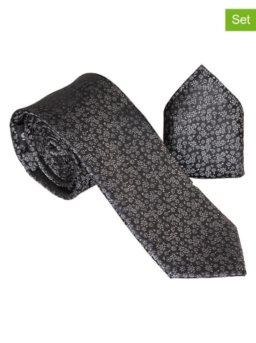 G.O.L.® FINEST COLLECTION 2tlg. Set: Krawatte & Einstecktuch in Schwarz/ Grau