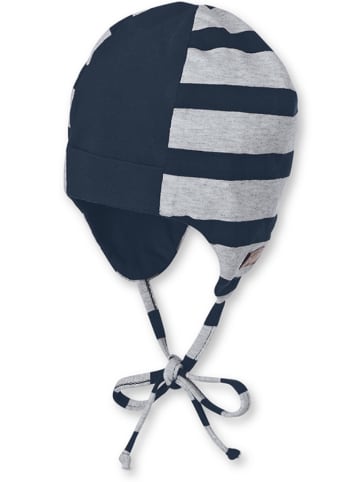 Sterntaler® Bindemütze in Dunkelblau/ Hellgrau