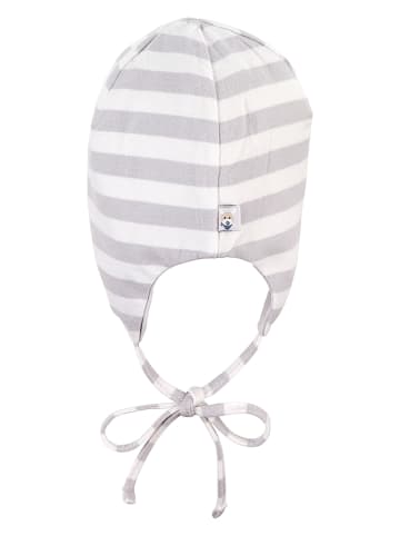 Sterntaler® Wende-Bindemütze in Weiß/ Grau