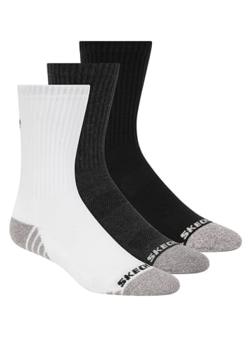 Skechers 3er-Set: Socken in Weiß/ Anthrazit/ Schwarz