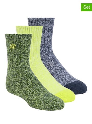 Skechers 3er-Set: Socken in Grün/ Gelb/ Dunkelblau