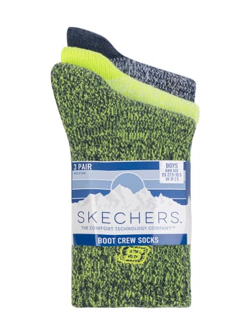Skechers Skarpety (3 pary) w kolorze granatowo-żółto-zielonym
