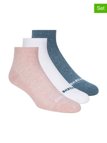 Skechers Skarpety (3 pary) w kolorze jasnoróżowo-biało-granatowym