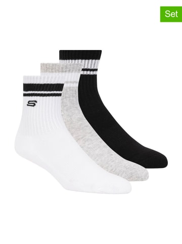 Skechers Skarpety (3 pary) w kolorze biało-czarno-szarym