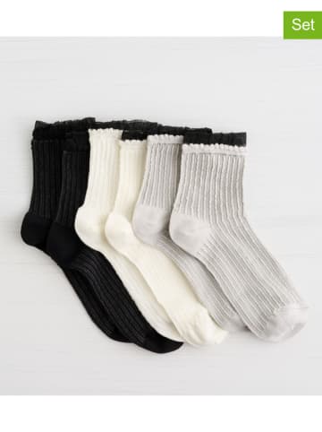 Lemon socks Skarpety (9 par) w kolorze czarno-kremowo-szarym