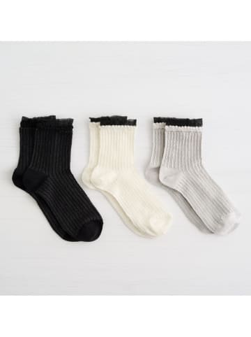 Lemon socks 9er-Set: Socken in Schwarz/ Creme/ Grau