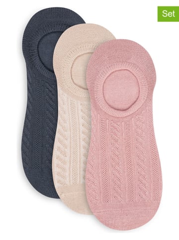 Lemon socks Skarpety (3 pary) w kolorze jasnoróżowo-beżowo-granatowym