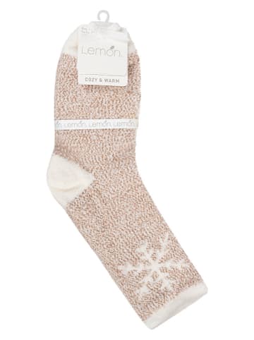 Lemon socks 3-delige set: sokken lichtbruin/crème