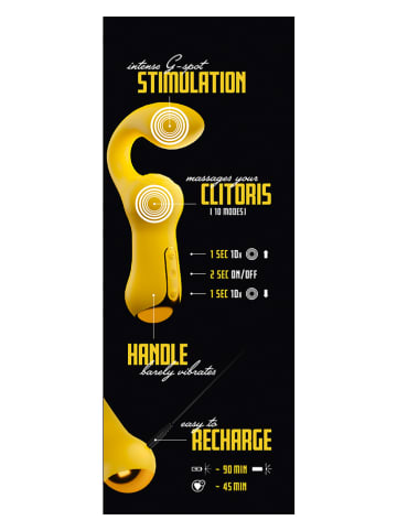 Orion Vibrator "Double" in Gelb - (L)18,4 cm