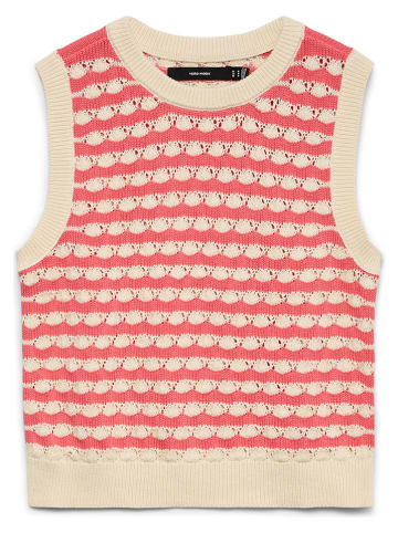 Vero Moda Bezrękawnik w kolorze beżowo-czerwonym