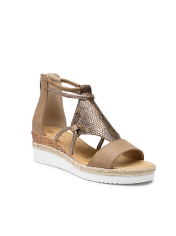 Foreverfolie Sandały w kolorze khaki na koturnie