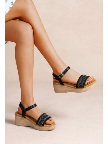 Foreverfolie Keilsandaletten in Schwarz