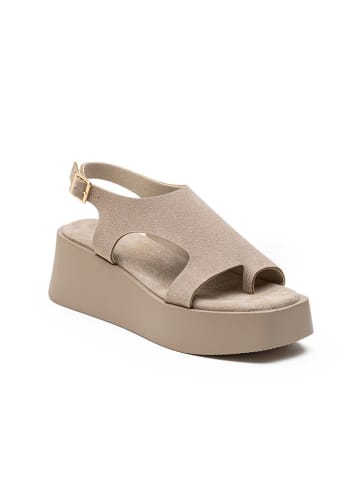 Foreverfolie Keil-Zehensandaletten in Khaki