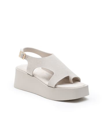Foreverfolie Keil-Zehensandaletten in Beige