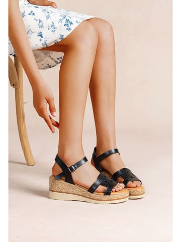 Foreverfolie Keilsandaletten in Schwarz