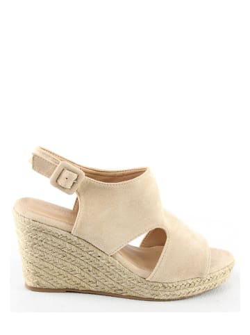 Sixth Sens Sandały w kolorze beżowym na koturnie