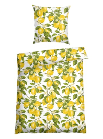 Schiesser Komplet pościeli renforcé "Limona" w kolorze zielono-żółtym